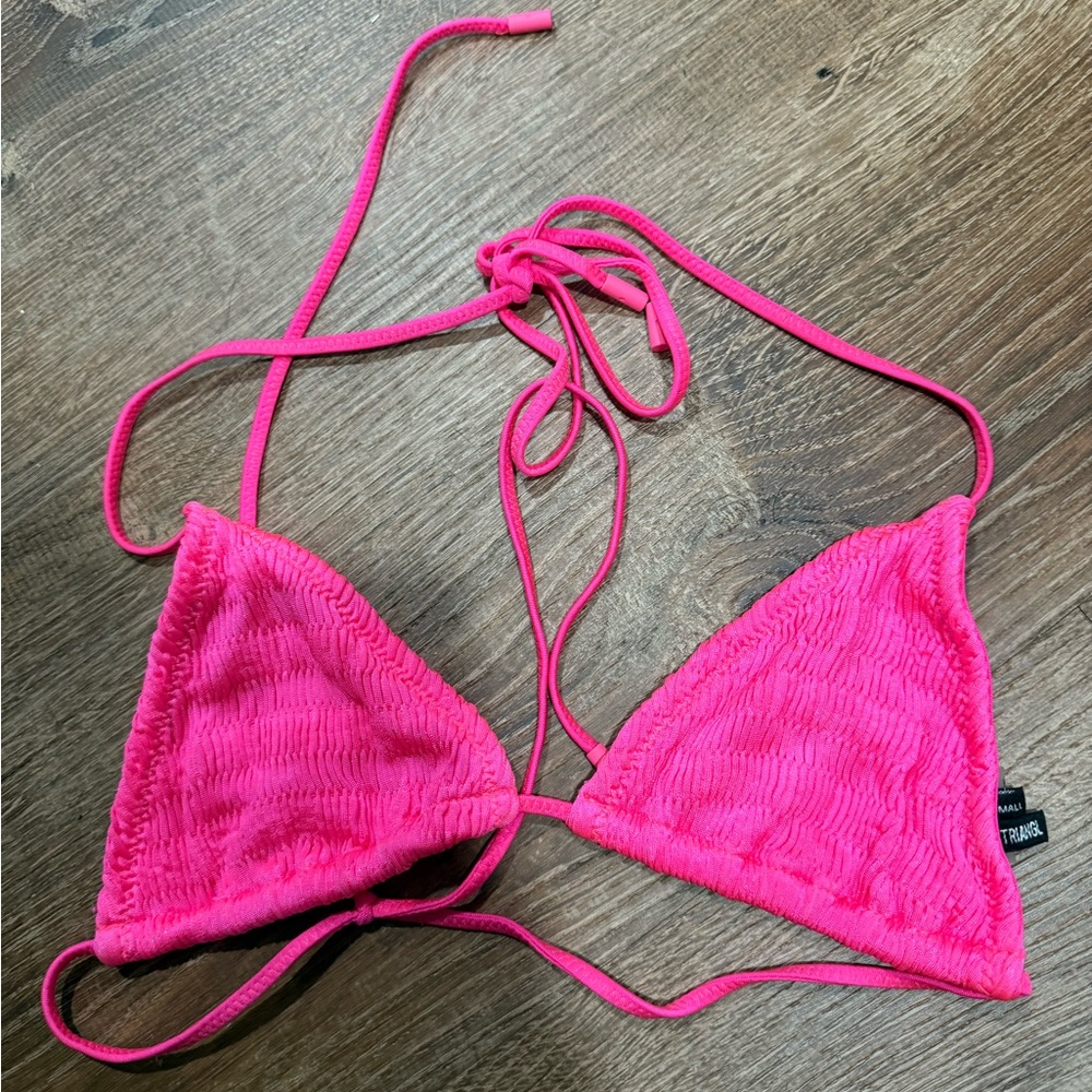 Triangl Swimwear Vinca Neon Pink Triangle Bikini Top - small